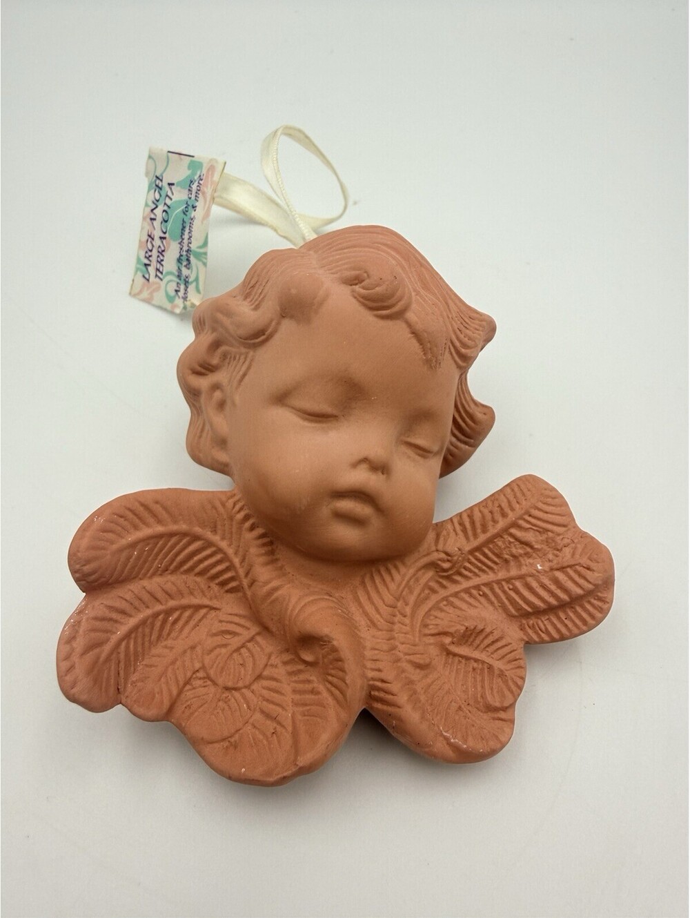 Vintage Terracotta Cherub Angel Face Ornament Handmade Hanger Decor
